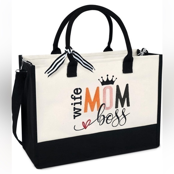 💕13oz Canvas Tote Bag With Zipper Reusable Eco-friendly💕